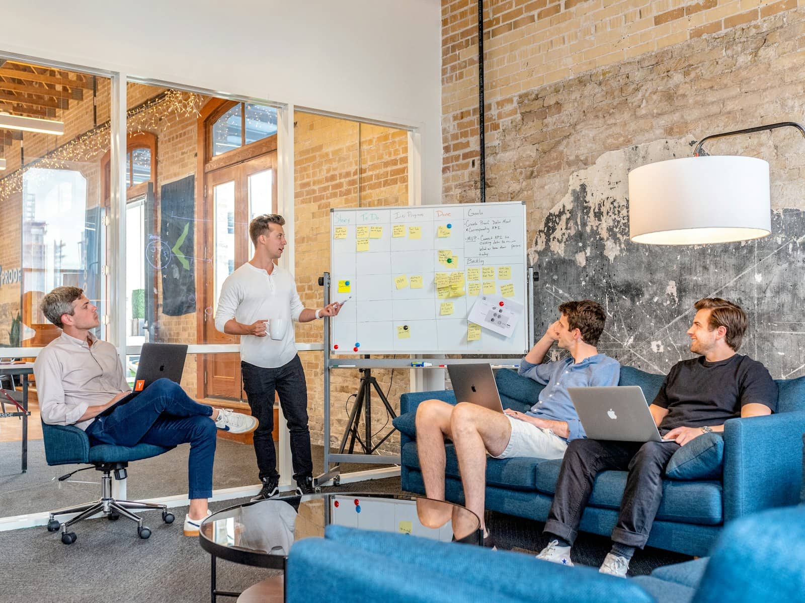 Iogenstack team planning a product roadmap at a whiteboard